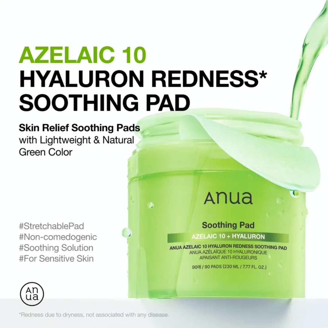 ANUA Azelaic 10 Hyaluron Redness Soothing Pad 90ea