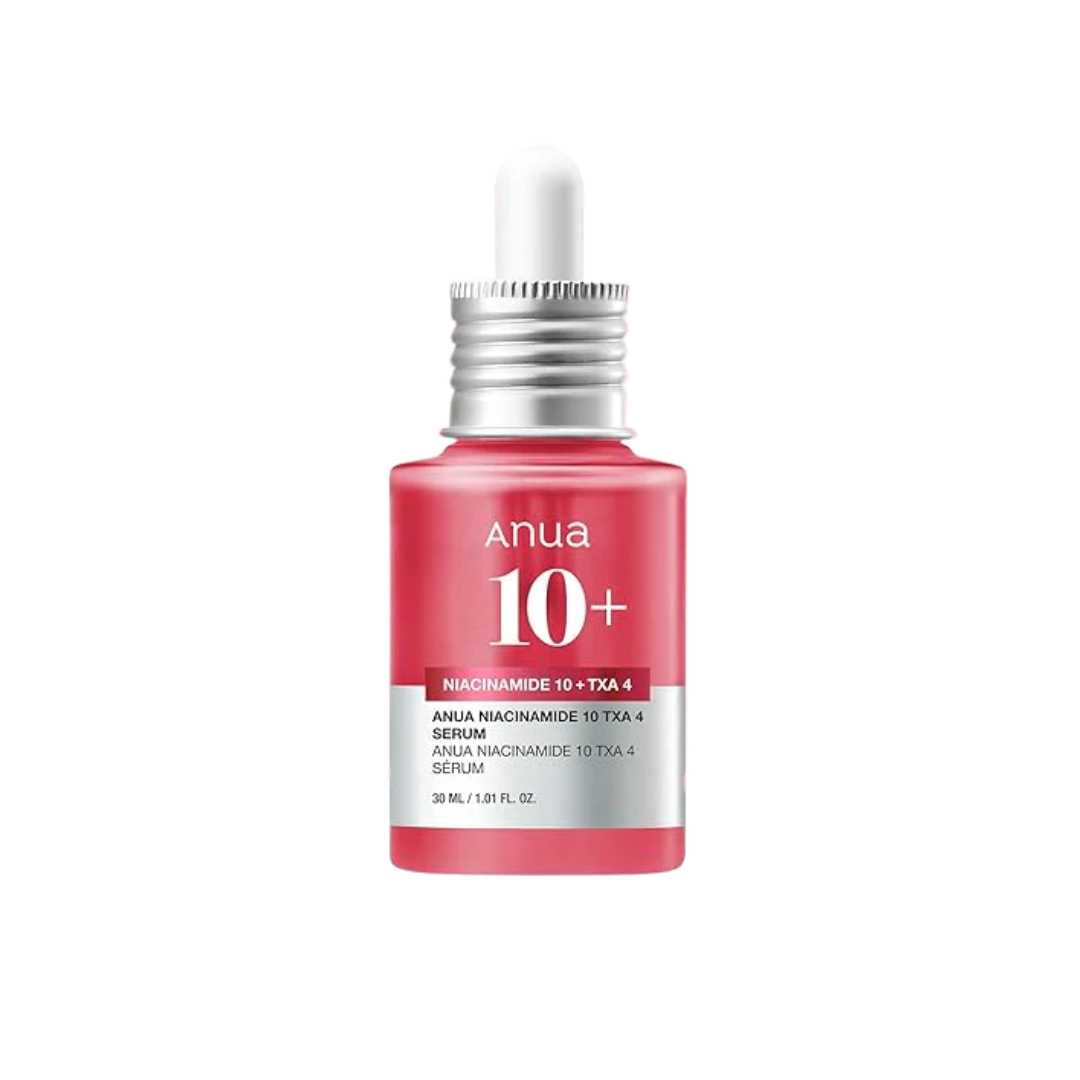 ANUA Niacinamide 10% + TXA 4% Dark Spot Correcting Serum is a potent formula designed to target dark spots and uneven skin tone. Featuring Niacinamide (10%) and Tranexamic Acid (4%), this serum works to brighten the complexion and reduce hyperpigmentation. Enriched with Hyaluronic Acid, Ceramides, and nourishing oils like Jojoba and Olive, it hydrates and strengthens the skin barrier, promoting a smoother and more radiant appearance. Ideal for those looking to achieve an even skin tone and a luminous glow.