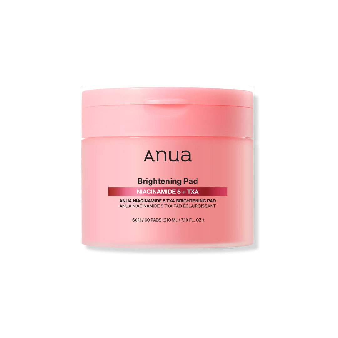 ANUA Niacinamide 5 TXA Brightening Pad is a daily toner pad designed to improve skin tone and radiance. Powered by 5% Niacinamide and a touch of Tranexamic Acid, it helps fade dark spots and brighten dull skin. Enriched with Peptides, Madecassoside, and Rice Ferment Filtrate, this formula soothes and supports the skin barrier while offering gentle exfoliation with Gluconolactone and Betaine Salicylate. Ideal for uneven, tired, or pigmented skin.