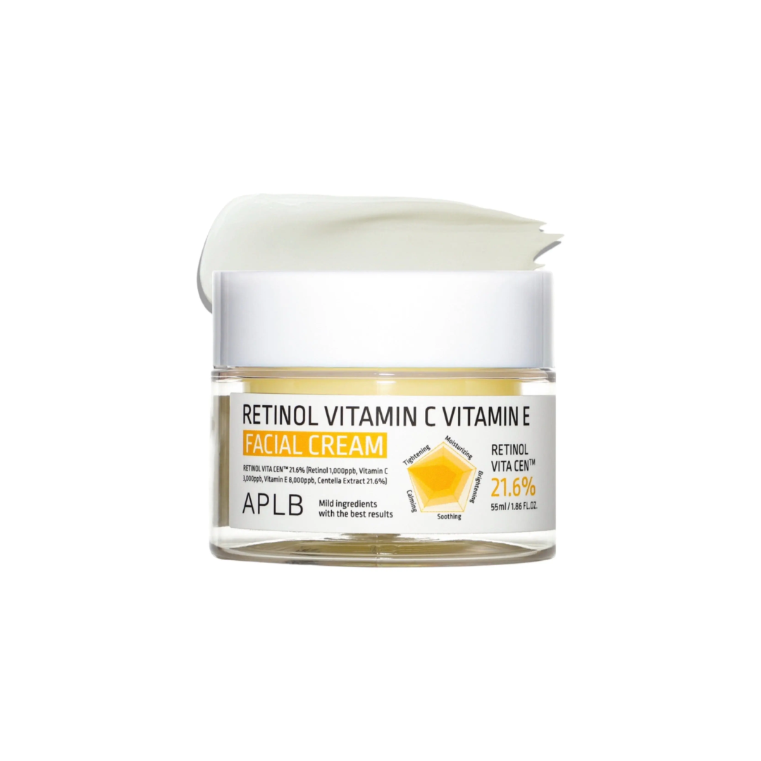 APLB Retinol Vitamin C Vitamin E Facial Cream is a potent anti-aging moisturizer tailored to improve skin texture, minimize pores, and reduce dark spots. Enriched with Retinol, Vitamin C, and Vitamin E, this cream delivers deep hydration while revitalizing tired and dull skin. It effectively diminishes wrinkles and enhances skin radiance, leaving your complexion smooth, firm, and glowing