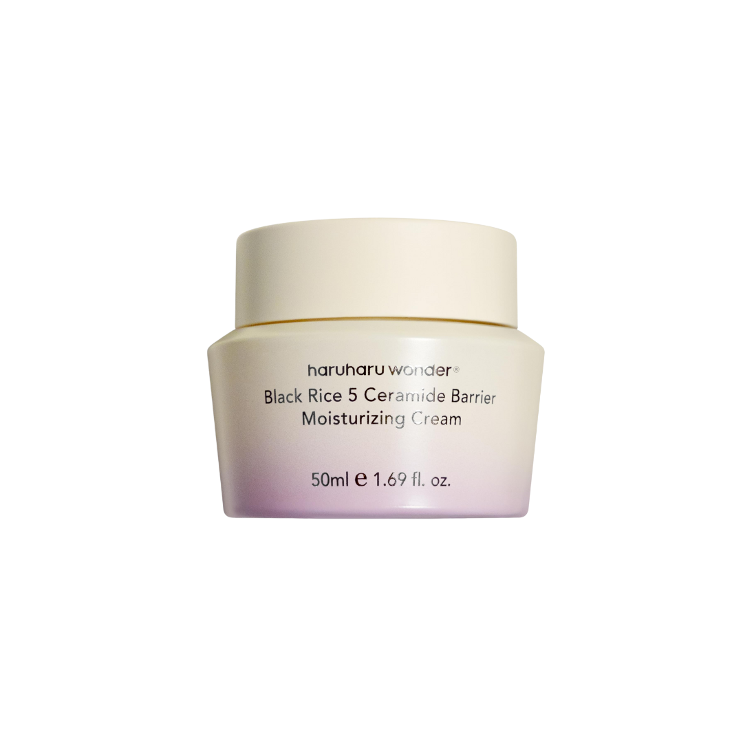 HARUHARU WONDER Black Rice 5 Ceramide Barrier Moisturizing Cream is a rich, nourishing moisturizer that helps strengthen and protect the skin barrier. Formulated with 5 types of Ceramides, Black Rice Extract, and Panax Ginseng Root Extract, it deeply hydrates, soothes, and locks in moisture, leaving skin soft, smooth, and resilient. Ideal for dry or sensitive skin.