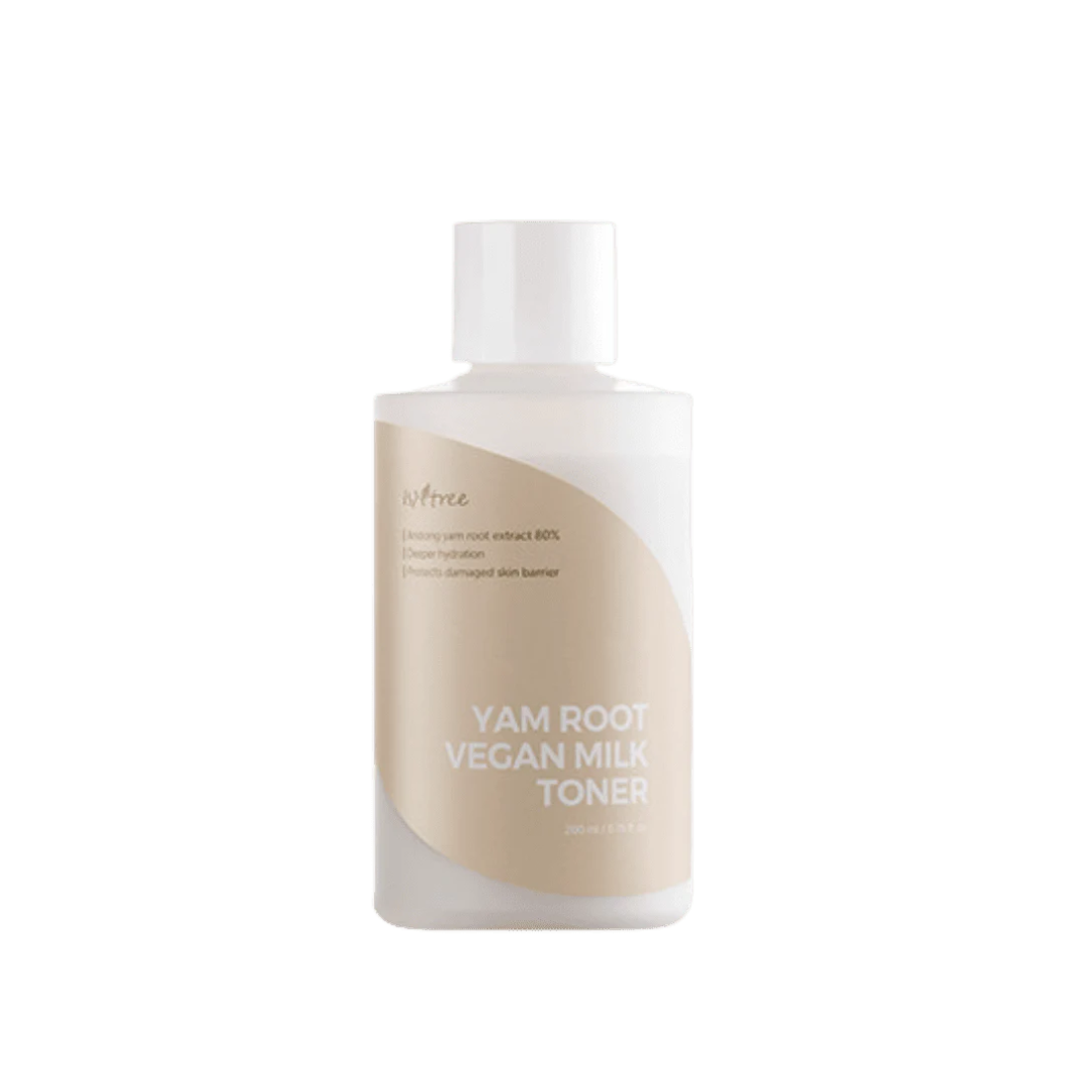 ISNTREE Yam Root Vegan Milk Toner is a rich, nourishing toner that deeply hydrates and soothes the skin while supporting the moisture barrier. Formulated with Yam Root Extract and a blend of plant-based oils like Sunflower, Macadamia, and Argan, it provides long-lasting moisture and softness. Ceramide NP and Cholesterol help strengthen the skin barrier, while botanical extracts like Oat, Rice, and Lotus deliver calming and revitalizing care. Its creamy, milk-like texture leaves the skin supple, smooth, and