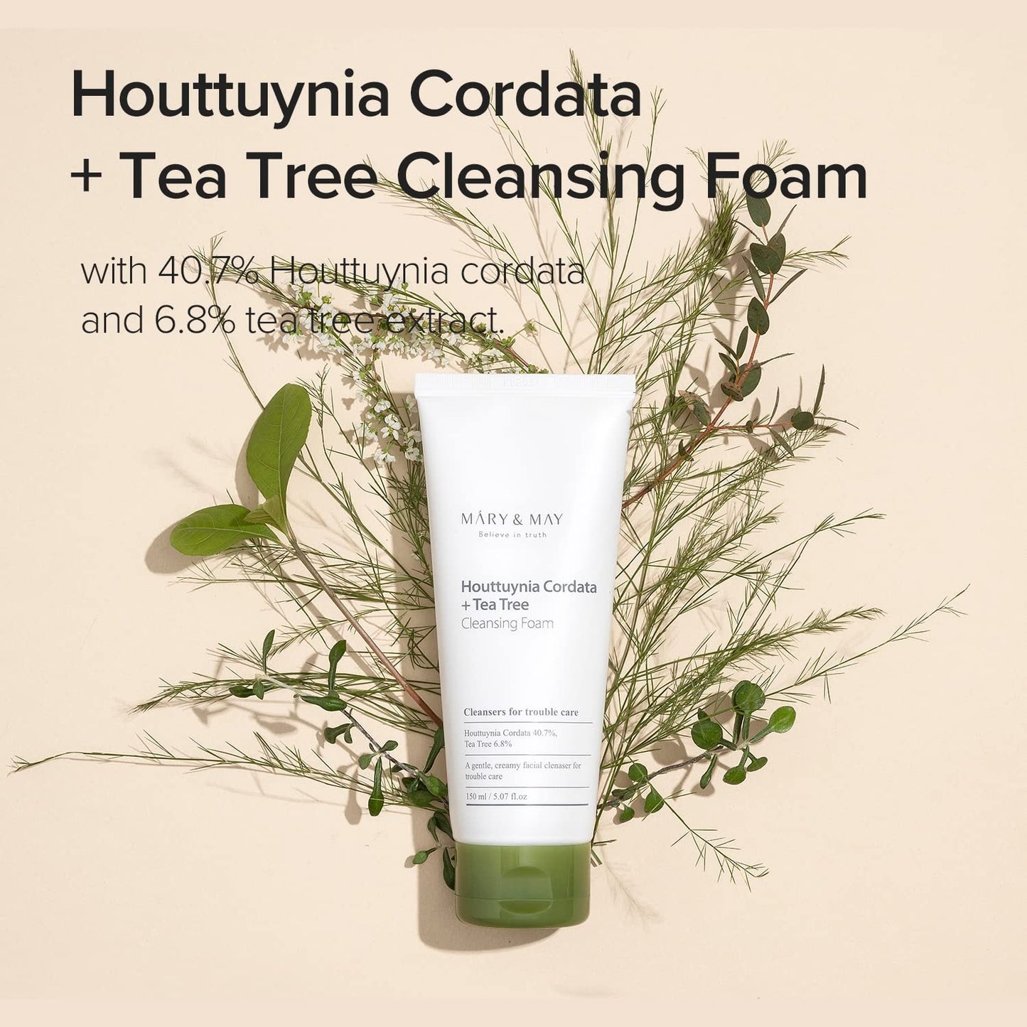 MARY & MAY Houttuynia Cordata + Tea Tree Cleansing Foam 150ml