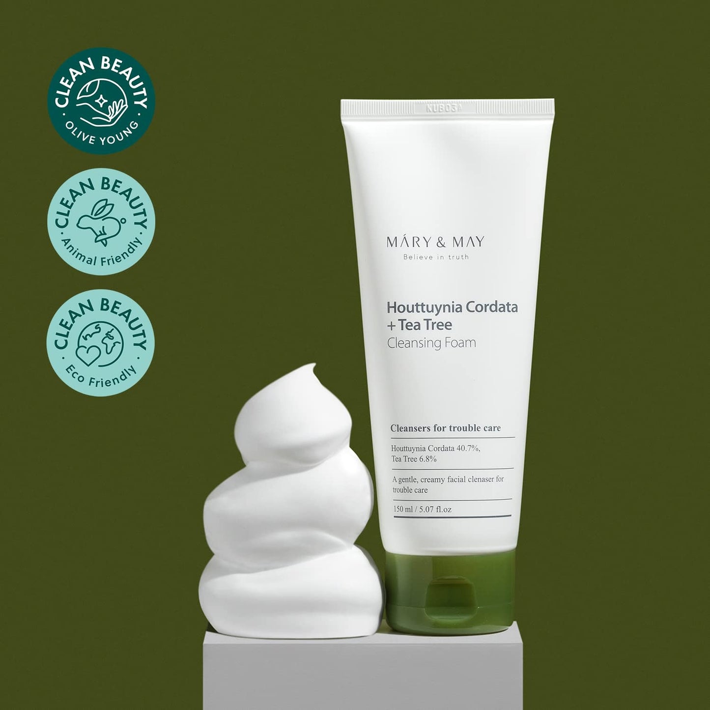 MARY & MAY Houttuynia Cordata + Tea Tree Cleansing Foam 150ml