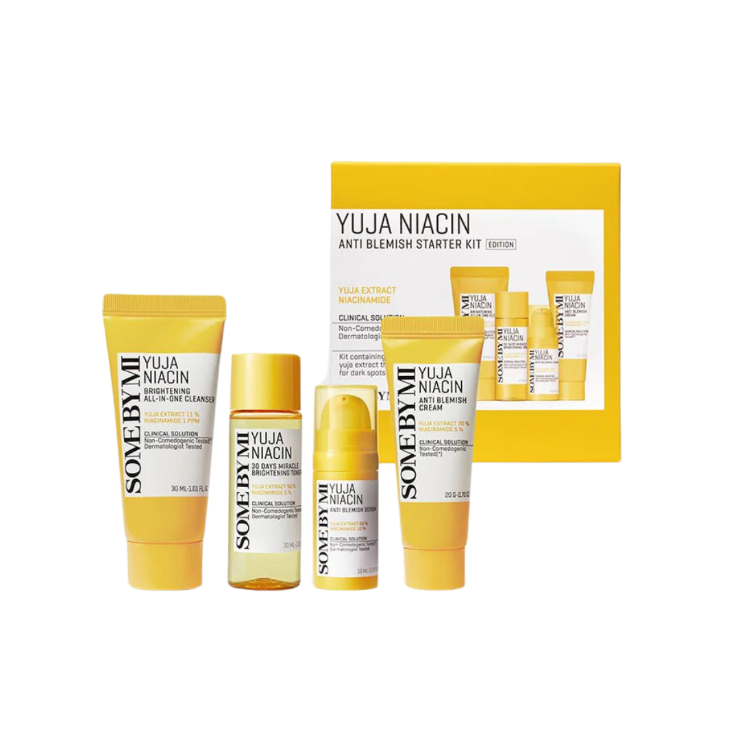 The SOME BY MI Yuja Niacin 30 Days Brightening Starter Kit is formulated to brighten and revitalize dull skin. Enriched with Yuja Extract and Niacinamide, this kit targets dark spots and uneven skin tone while providing intense hydration. The combination of Vitamin C and powerful brightening ingredients helps improve skin clarity and radiance, leaving your complexion glowing and refreshed in just 30 days. Ideal for those seeking a brighter, more even skin tone.
