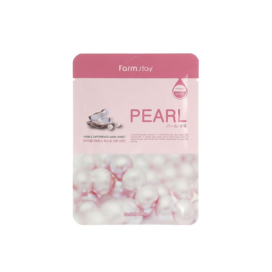 FARM STAY Visible Difference Pearl Mask Sheet is infused with Pearl Extract, renowned for its brightening and revitalizing properties. This luxurious mask helps to illuminate and even out skin tone while providing deep hydration. The formulation also includes Betaine and Allantoin, which soothe and moisturize, making it perfect for achieving a radiant and smooth complexion. Ideal for those looking to enhance their skin's natural glow and texture.