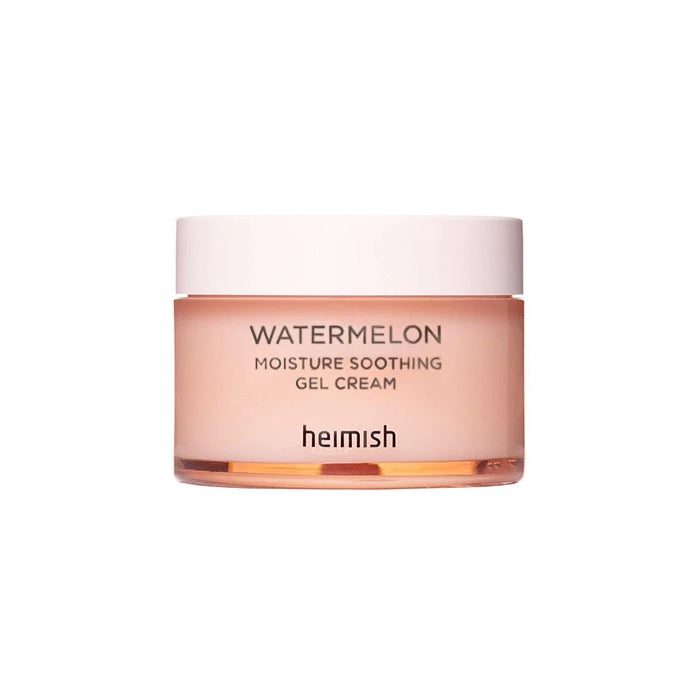 HEIMISH Watermelon Moisture Soothing Gel Cream is a refreshing gel-cream moisturizer designed to deliver lightweight hydration and calm irritated skin. Formulated with Watermelon Extract and Sodium Hyaluronate, it deeply hydrates and revitalizes, leaving the skin plump and refreshed. Moringa Seed Oil, Aloe Vera Extract, and Shea Butter soothe and nourish, while Ceramide 3 strengthens the skin barrier. Its cooling gel texture absorbs quickly, providing an instant burst of hydration without any greasy residue