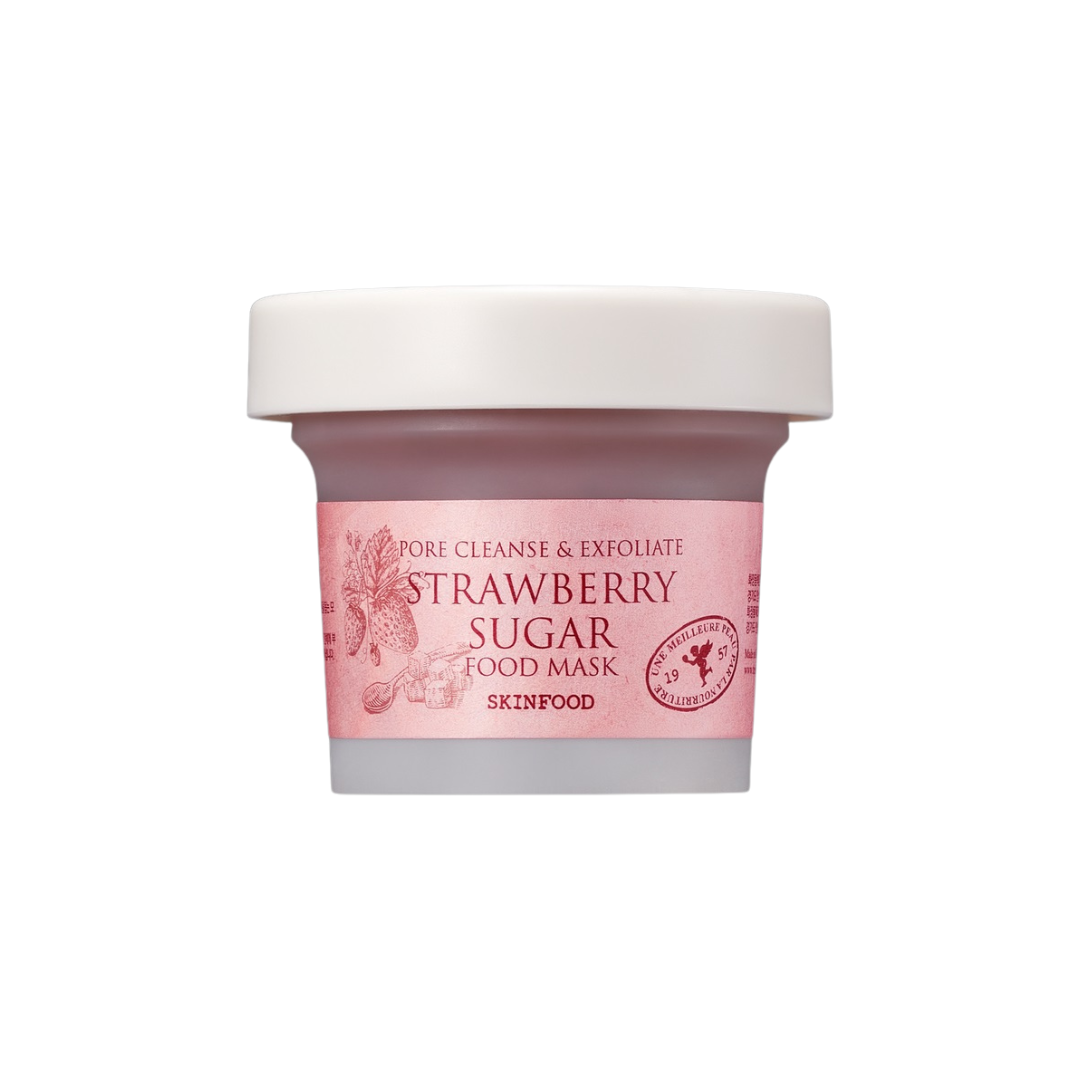SKINFOOD Strawberry Sugar Food Mask gently exfoliates and nourishes your skin with Sucrose and Strawberry Seed Extract. Infused with Shea Butter and Macadamia Oil, it hydrates and softens while removing dead skin cells for a smoother, brighter complexion. Enriched with Tomato Extract and Licorice Root Extract, this mask helps to improve skin tone and texture, leaving your skin refreshed and radiant. Perfect for achieving a glowing, healthy look.