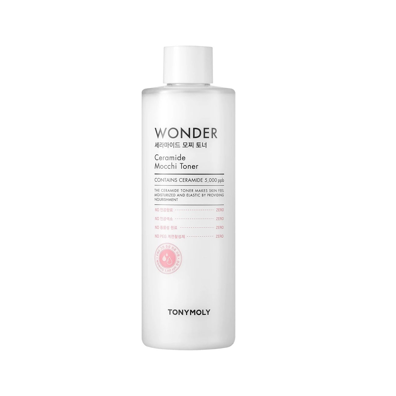 TONYMOLY Wonder Ceramide Mochi Toner is a deeply hydrating toner formulated with Ceramide NP to strengthen the skin barrier and lock in moisture. Enriched with Centella Asiatica Extract and Macadamia Seed Oil, it soothes and nourishes the skin, leaving it soft and plump. This toner provides long-lasting hydration and helps improve the skin’s texture, making it perfect for dry and sensitive skin. The lightweight formula absorbs easily, promoting a smooth, healthy complexion.