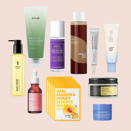 ELIKO GLOW 10 Step Korean Skincare Routine Set for Combination Skin Type is tailored to balance and nourish both oily and dry areas of your skin. This set includes a gentle cleanser, balancing toner, and lightweight moisturizer to hydrate without clogging pores, while targeted treatments address excess oil and dryness. Ideal for maintaining a balanced, radiant complexion, it helps to smooth and hydrate your skin for a healthy glow.