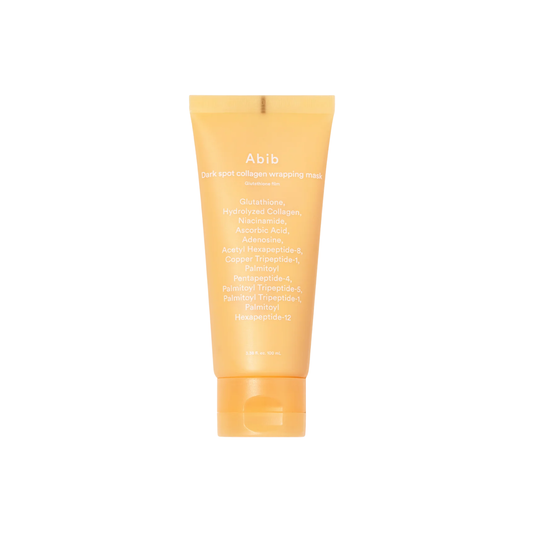 ABIB Dark Spot Collagen Wrapping Mask Glutathione Film is a brightening mask designed to improve uneven skin tone and enhance radiance. Enriched with Glutathione, Niacinamide, and Vitamin C, it helps reduce the appearance of dark spots while promoting a clearer, more luminous complexion. With Hydrolyzed Collagen and nourishing ingredients, it supports skin elasticity and hydration while gently removing dead skin cells. The cream-to-film texture helps deliver active ingredients effectively, leaving skin smoo