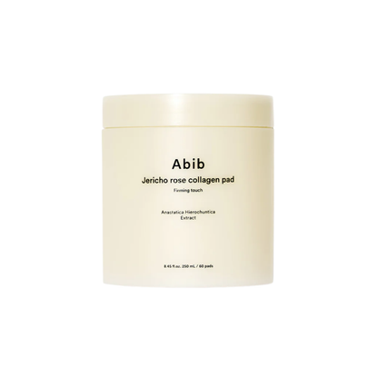 ABIB Jericho Rose Collagen Pad Firming Touch is a hydrating toner pad designed to soothe the skin and improve elasticity. Enriched with Jericho Rose and Collagen, it helps calm irritation while supporting firmer, smoother skin. With Ceramides, Panthenol, and Hyaluronic Acid, it strengthens the skin barrier and delivers lasting hydration. The lightweight milky essence leaves skin soft, balanced, and refreshed. Suitable for all skin types, including oily skin, especially if skin is dehydrated or sensitive.