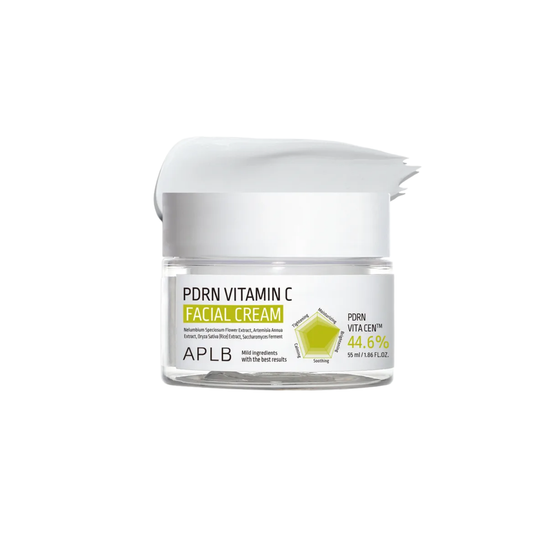 APLB PDRN Vitamin C Facial Cream is a nourishing moisturizer that hydrates, brightens, and supports the skin barrier. Formulated with PDRN, Vitamin C, and Centella Asiatica Leaf Water, it helps revive dull skin while soothing sensitivity. Shea Butter, Squalane, Hyaluronic Acid, Hydrolyzed Collagen, and Beta-Glucan help improve moisture, softness, and elasticity. The fragrance-free, slightly acidic formula leaves skin smooth, refreshed, and comfortably hydrated. Suitable for normal, combination, dry, dehydra