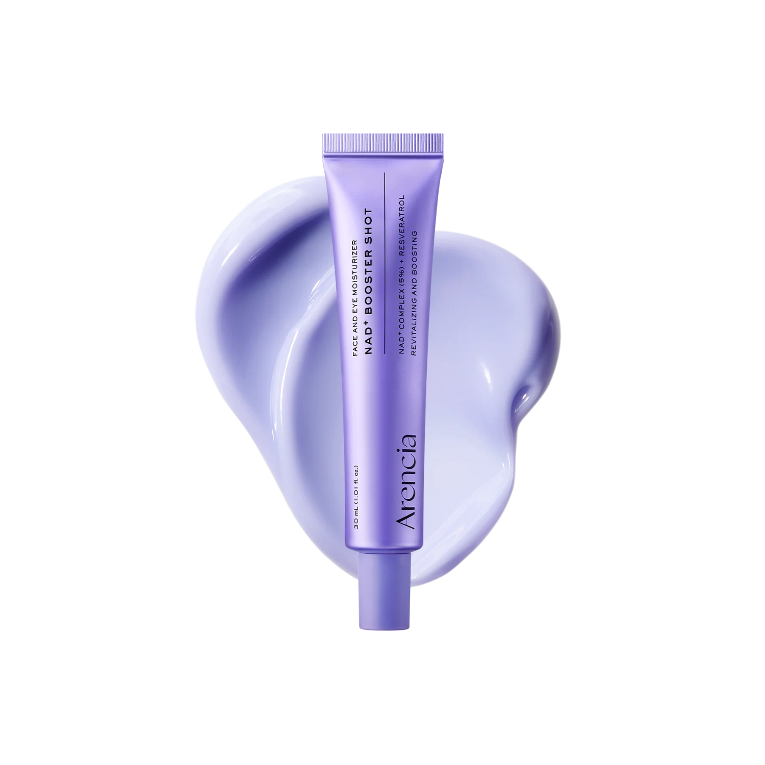 ARENCIA NAD+ Booster Shot is a lightweight anti-aging treatment designed to revive dull, tired-looking skin and improve firmness, hydration and elasticity. Formulated with a 5% NAD+ Complex, Ceramides, Peptides and Resveratrol, it helps support the skin barrier, protect against environmental stress and promote a smoother, plumper and more youthful-looking complexion. Niacinamide, Squalane and Panthenol provide additional hydration and barrier support without leaving the skin feeling heavy or greasy.