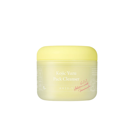AXIS-Y Kojic Yuzu Pack Cleanser is a 2-in-1 facial cleanser and wash-off mask designed to cleanse, gently exfoliate and brighten dull-looking skin. Formulated with Kojic Acid, Yuzu Extract, Tranexamic Acid, Glutathione and Niacinamide, it helps improve the look of uneven skin tone and promotes a clearer, more radiant complexion. Kaolin and gentle cleansing agents help remove impurities and excess oil, while Ceramide NP, Panthenol, Squalane and multiple forms of Hyaluronic Acid support hydration and the skin
