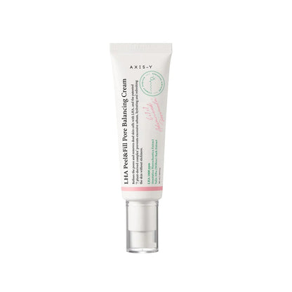 AXIS-Y LHA Peel &amp; Fill Pore Balancing Cream is a lightweight cream designed to gently exfoliate and refine pores while providing balanced hydration. Formulated with Capryloyl Salicylic Acid (LHA), it effectively clears away dead skin cells and excess oil, helping to reduce the appearance of enlarged pores. Enriched with natural extracts like Centella Asiatica, Green Tea, and Baobab Fruit, this cream soothes and nourishes the skin, promoting a smooth, even complexion. Ideal for those looking to maintain 