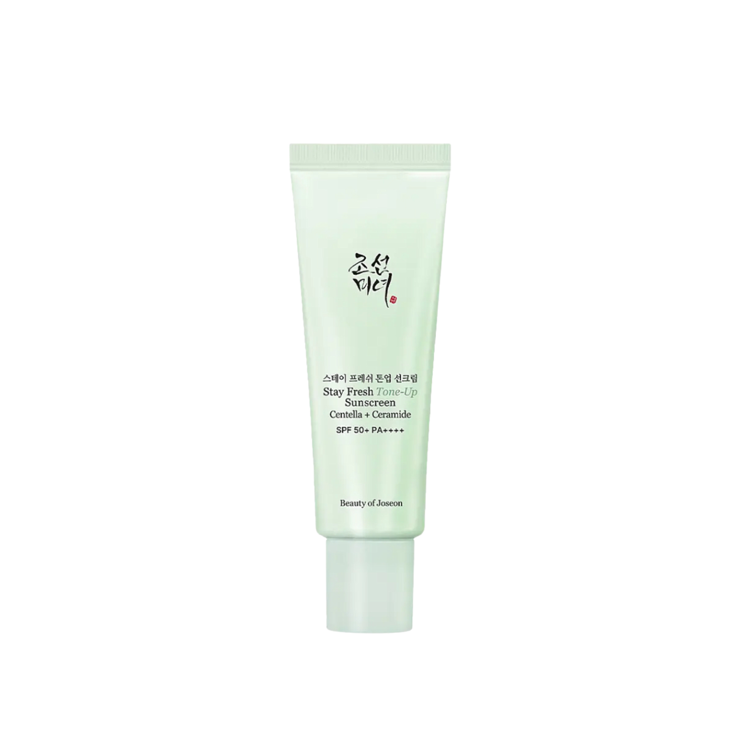 BEAUTY OF JOSEON Stay Fresh Tone-Up Sunscreen Green is an SPF 50+ PA++++ sunscreen with a soft green tint that helps visually neutralize redness and create a more even-looking complexion. The lightweight formula provides broad-spectrum UV protection while Centella Asiatica Extract helps soothe, Ceramide NP supports the skin barrier, and Glycerin helps maintain moisture. It also works well under makeup, leaving skin looking fresh, balanced, and naturally brightened without a heavy feel. Suitable for&nbsp;red