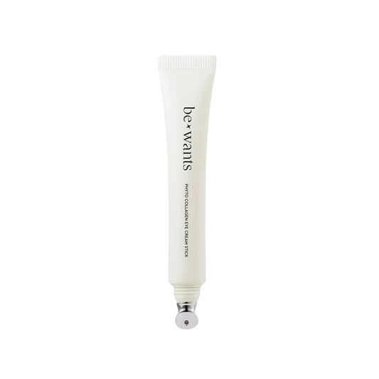 BE WANTS Phyto Collagen Eye Cream Stick is a lightweight, hydrating eye treatment designed to firm and smooth the delicate under-eye area. Formulated with 56.7% Collagen Extract and additional Collagen, it helps improve elasticity and reduce the appearance of fine lines. Niacinamide brightens dull under eyes, while Adenosine and Retinol support a smoother, more youthful look. Soothing ingredients like Centella Asiatica Extract and Beta-Glucan help calm and nourish tired skin. The creamy stick formula glides