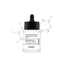 Load image into Gallery viewer, COSRX The Alpha-Arbutin 2 Discoloration Care Serum is a brightening solution designed to fade dark spots, including those caused by hormonal hyperpigmentation. Infused with 2% Alpha-Arbutin, Niacinamide, and Tranexamic Acid, it helps even out skin tone and boost radiance. Powerful antioxidants like Ferulic Acid and Glutathione protect against free radical damage, while Hyaluronic Acid and Panthenol keep skin hydrated and calm. Ideal for achieving a clearer, more even complexion.