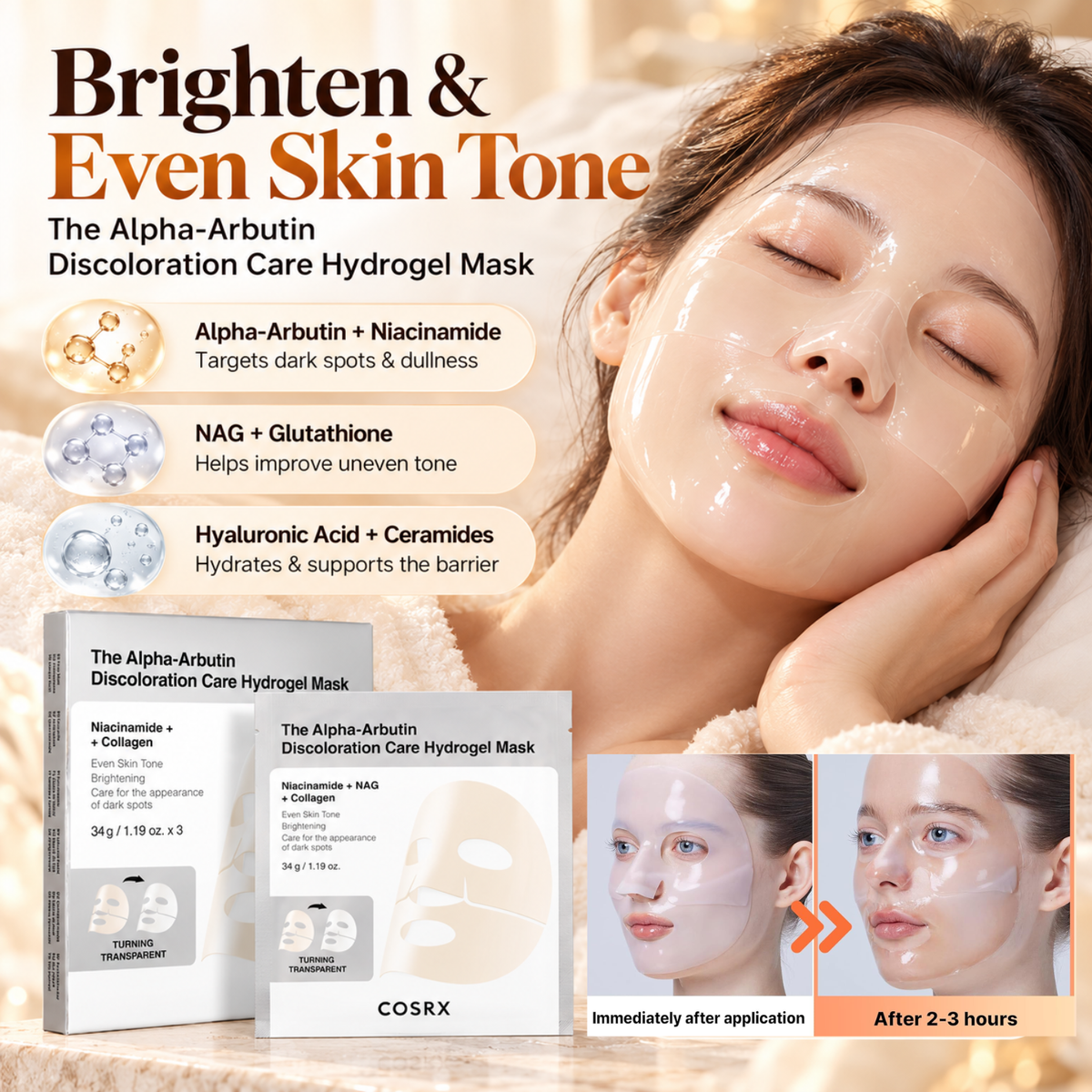 COSRX The Alpha-Arbutin Discoloration Care Hydrogel Mask 