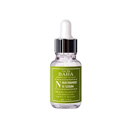 COS DE BAHA (N) Niacinamide 10% + Zinc 1% Serum is a lightweight serum ideal for oily and blemish-prone skin. It combines 10% Niacinamide to improve skin texture, minimize pores, and brighten skin tone with 1% Zinc PCA to control excess oil and reduce breakouts. Soothing ingredients like Aloe Vera, Witch Hazel, and Allantoin calm irritation, while Sodium Hyaluronate ensures deep hydration. Regular use helps balance the skin, leaving it clearer and more refined.