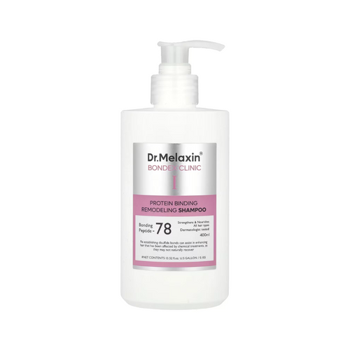 DR. MELAXIN Bondex Protein Bonding Remodeling Shampoo is a strengthening shampoo that helps repair and protect damaged hair. Formulated with proteins, Argan Oil, and plant extracts, it gently cleanses while boosting hair resilience, smoothness, and shine. Perfect for weak, brittle, or chemically treated hair.