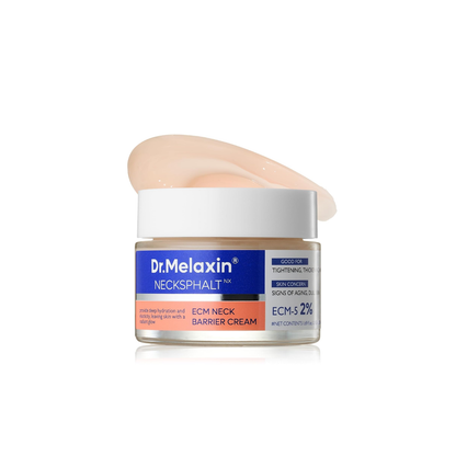 DR. MELAXIN Necksphalt ECM Ceramide Neck Cream is a targeted neck care cream designed to improve firmness, hydration, and skin texture. Formulated with Ceramides, Peptides, Niacinamide, and Hyaluronic Acid, it helps support the skin barrier while smoothing the appearance of fine lines. The lightweight yet nourishing texture absorbs well, leaving the neck area feeling soft, supple, and well-cared-for.