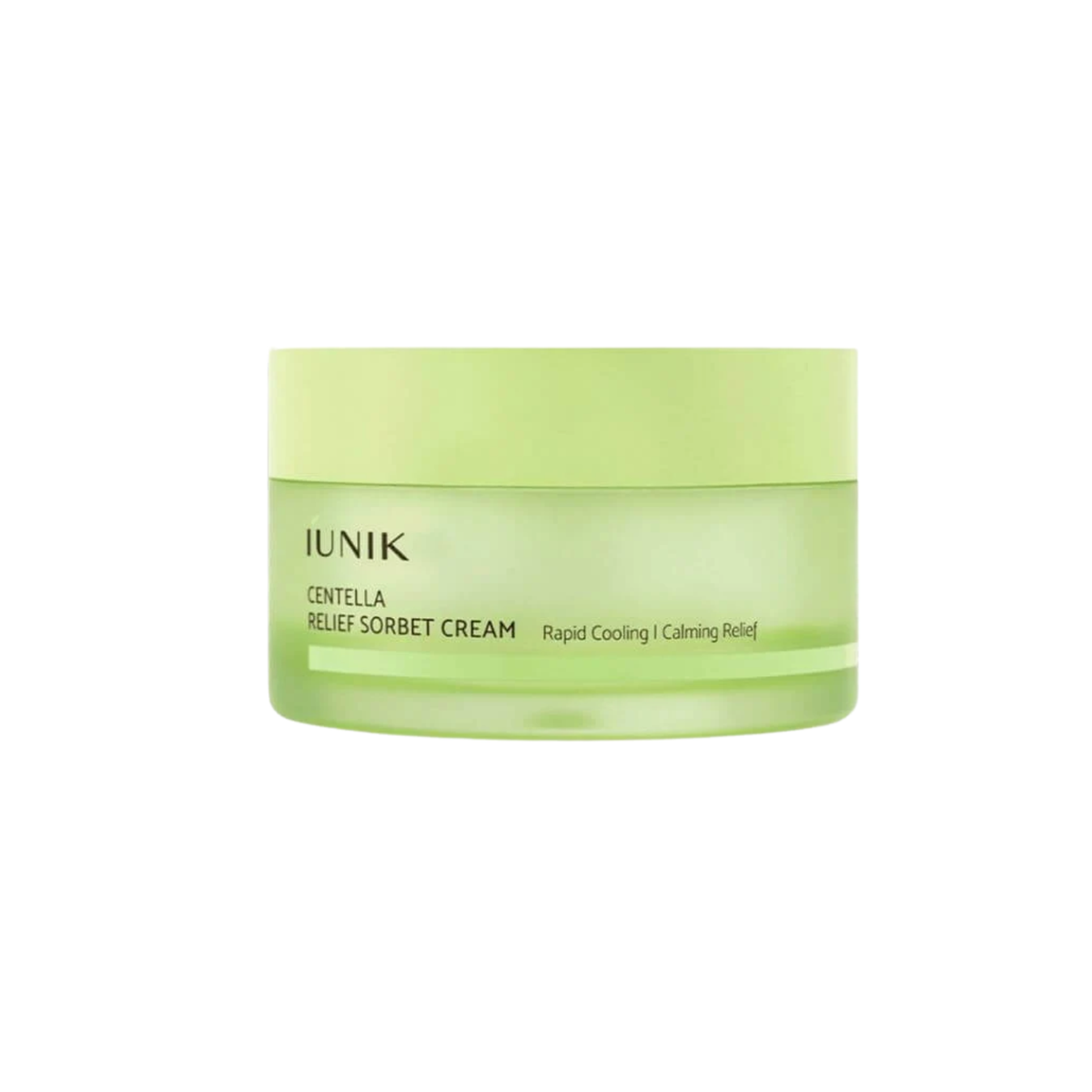 IUNIK Centella Relief Sorbet Cream is a lightweight soothing moisturizer with a refreshing sorbet texture that melts into the skin. Formulated with Centella Asiatica, Panthenol, Ceramide NP, Hydrolyzed Hyaluronic Acid, Betaine, Green Tea Water, and Fig Extract, it helps calm sensitive or irritated skin, provide lasting hydration, and support a healthy skin barrier. The cooling formula also helps maintain a balanced, comfortable finish without feeling heavy. Suitable for sensitive, irritated, dehydrated, com
