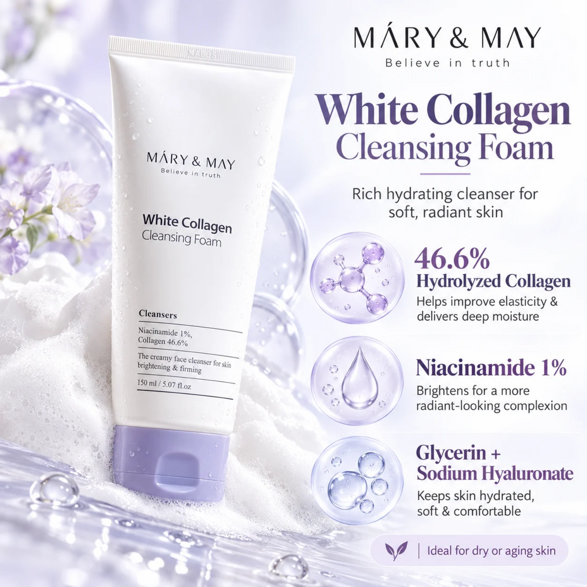 MARY & MAY White Collagen Cleansing Foam 150ml