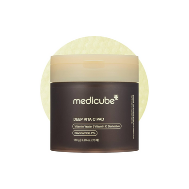 MEDICUBE Deep Vita C Pad is a radiance-boosting toner pad soaked in Vitamin C, Niacinamide, and Sea Buckthorn Water to brighten dull skin and improve overall tone. Infused with soothing plant extracts and Hyaluronic Acid, it gently exfoliates with PHA (Gluconolactone) while delivering deep hydration. Perfect for targeting dark spots, uneven texture, and tired-looking skin, leaving your complexion fresh, smooth, and glowing.