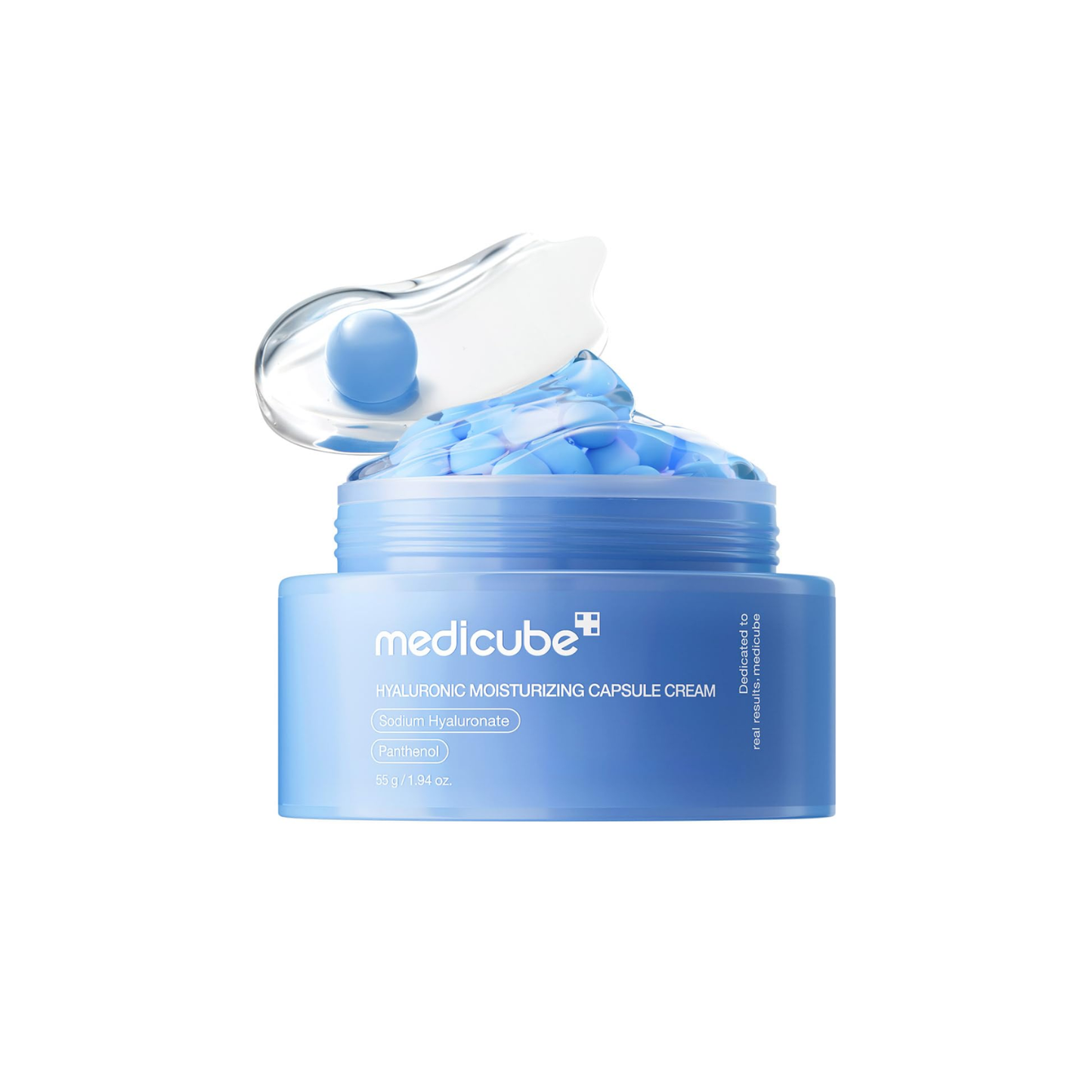 MEDICUBE Hyaluronic Moisturizing Capsule Cream is a deeply hydrating moisturizer designed to replenish and smooth the skin. Infused with Niacinamide, Hyaluronic Acid, and Panthenol, it delivers intense moisture while brightening and improving skin texture. The unique capsule formula locks in hydration, helping to strengthen the skin barrier with Ceramide NP and Squalane. Lightweight yet nourishing, this cream leaves the skin soft, plump, and radiant - perfect for daily hydration care.