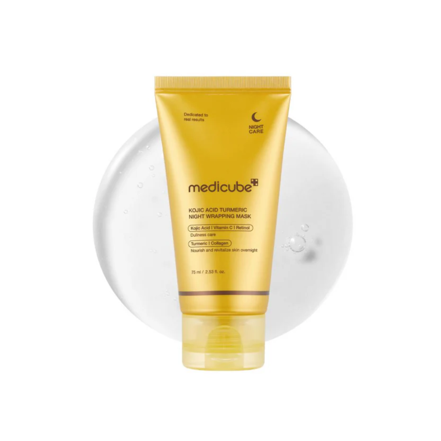MEDICUBE Kojic Acid Turmeric Night Wrapping Mask is an intensive overnight treatment designed to brighten and rejuvenate the skin. Enriched with Kojic Acid and Turmeric Root Extract, this mask targets hyperpigmentation and uneven skin tone. It also features potent ingredients like Retinol and Vitamin C to promote collagen production and enhance skin's natural radiance. Ideal for nightly use, this mask works to restore moisture and firmness, leaving skin smooth and luminous by morning.