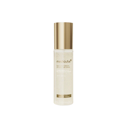 MEDICUBE Kojic Acid Turmeric Vita Jelly Mist Serum is a refreshing mist-serum designed to brighten, hydrate, and revitalize the skin throughout the day. Formulated with Kojic Acid and Turmeric Root Extract, it helps improve uneven skin tone and dullness while supporting a clearer complexion. Multiple forms of Hyaluronic Acid deliver lightweight hydration, while Niacinamide, Panthenol, and Allantoin help soothe and strengthen the skin barrier. The fine jelly mist texture absorbs quickly, making it ideal for 