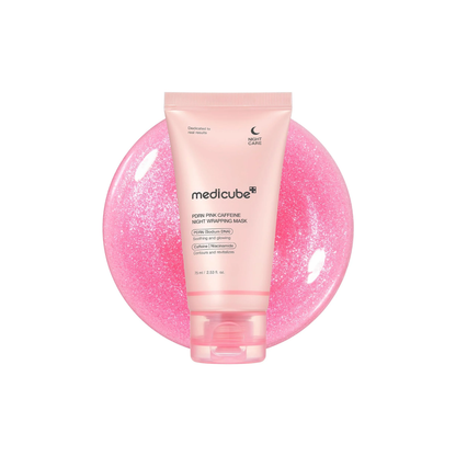 MEDICUBE PDRN Pink Caffeine Night Wrapping Mask is an intensive overnight treatment designed to firm, hydrate, and brighten tired skin while you sleep. Powered by PDRN (Sodium DNA), Caffeine, and Niacinamide, it works to support skin regeneration, reduce puffiness, and improve elasticity. A complex blend of multi-weight Hyaluronic Acids, Collagen, Amino Acids, and Peptides delivers deep moisture and strengthens the skin barrier. Infused with Vitamin C, Rose Oil, and Elastin, this silky mask locks in active 