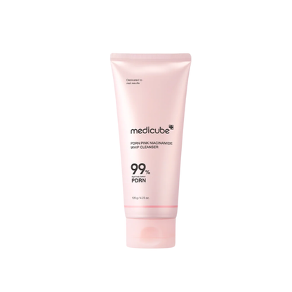 MEDICUBE PDRN Pink Niacinamide Whip Cleanser is a rich foaming cleanser designed to deeply cleanse pores while helping skin stay hydrated, smooth, and radiant. Formulated with Niacinamide and PDRN (Sodium DNA), it helps improve the look of uneven tone and dullness while removing excess oil and daily impurities. Salicylic Acid, LHA, and PHA help clear pore buildup and remove dead skin cells for a smoother texture. Multiple forms of Hyaluronic Acid, Ceramides, Panthenol, and Madecassoside help replenish moist