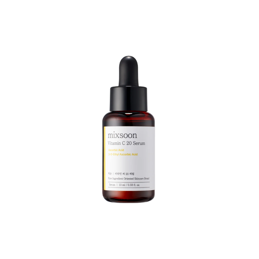 MIXSOON Vitamin C 20 Serum is a powerful brightening formula made with 20% pure Vitamin C to revive dull skin and restore a healthy glow. This lightweight serum blends Ascorbic Acid, Niacinamide, and Glutathione to improve uneven tone, refine texture, and boost radiance without stickiness. Antioxidants like Ferulic and Caffeic Acid help stabilize and protect the formula, delivering a clearer and more luminous complexion with consistent use.