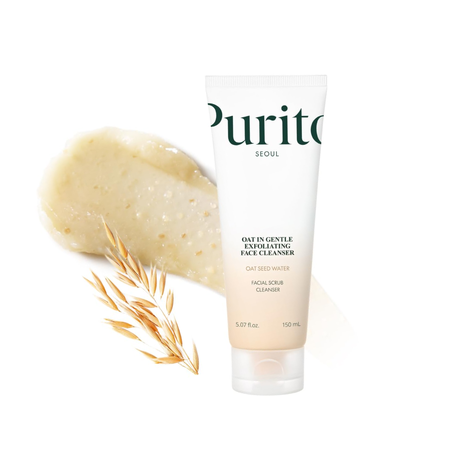 PURITO SEOUL Oat In Gentle Exfoliating Face Cleanser is a soft, nourishing daily exfoliator designed to smooth and refresh the skin without irritation. Powered by Oat Seed Water, Sweet Almond Meal, and Kaolin Clay, it gently lifts away dead skin cells while calming the skin. Hydrating ingredients like Squalane, Panthenol, and Sodium Hyaluronate help maintain moisture and support a healthy skin barrier. Skin feels clean, soft, and balanced—never tight or stripped.