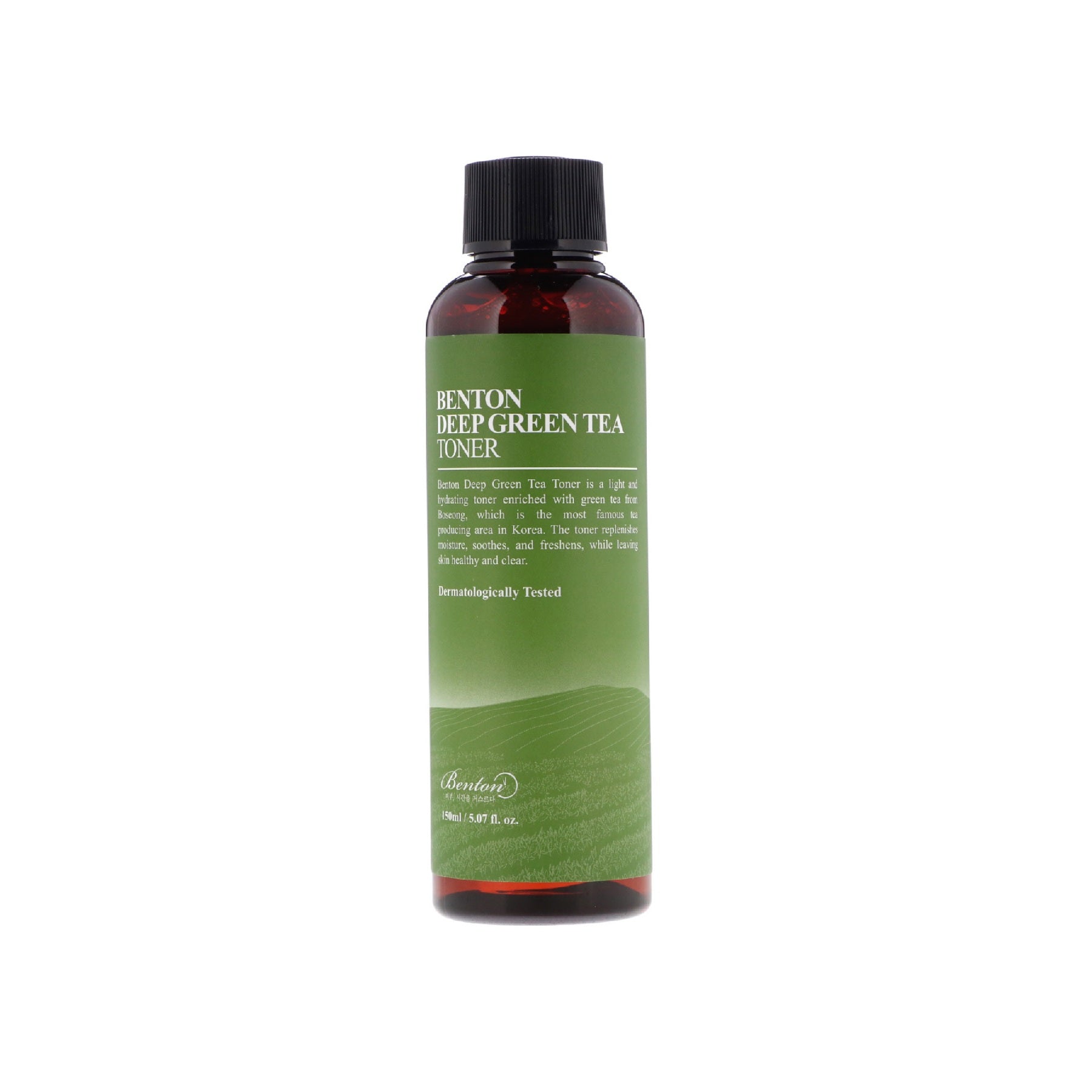 BENTON Deep Green Tea Toner is formulated with 50% Green Tea Leaf Water and a blend of Green Tea Leaf, Seed, and Root Extracts to hydrate and refresh the skin. Enriched with Centella Asiatica and Houttuynia Cordata Extracts, this soothing toner helps calm irritation while restoring balance and moisture to the skin. Its lightweight texture absorbs quickly, leaving the skin soft, smooth, and revitalized. Perfect for sensitive and dehydrated skin types.