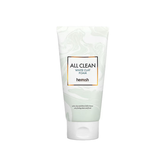 HEIMISH All Clean White Clay Foam is a purifying cleanser designed to deeply cleanse and detoxify the skin. Formulated with White Clay (Kaolin) and Bentonite, it absorbs excess oil and removes impurities from pores without stripping moisture. Enriched with Hyaluronic Acid and Glycerin, it keeps the skin hydrated and soft, while natural oils like Orange Peel Oil and Lavender Oil provide a refreshing and calming effect. This rich foam cleanser leaves your skin feeling clean, balanced, and revitalized, making 
