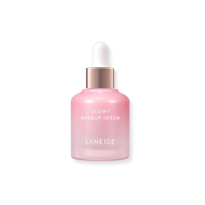 LANEIGE Glowy Makeup Serum is a hydrating and illuminating serum that preps your skin for a flawless makeup application. Infused with a blend of nourishing ingredients like Olive Fruit Oil, Jojoba Seed Oil, and Ceramides, this serum provides deep moisture while creating a smooth, radiant base. The lightweight formula includes Diamond Powder and Mica to add a subtle glow, enhancing your complexion's natural luminosity. Perfect for achieving a dewy, long-lasting makeup look, it also helps to improve skin text