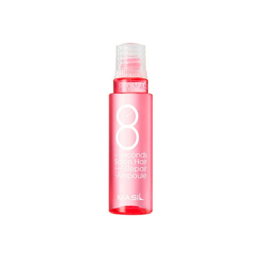 MASIL 8 Seconds Salon Hair Repair Ampoule is a fast-acting treatment designed to deeply nourish and repair damaged hair in just 8 seconds. Enriched with a blend of Hydrolyzed Proteins, Collagen, and Amino Acids, it strengthens hair structure, boosts elasticity, and restores shine. Infused with natural oils like Camellia Seed, Avocado, and Olive, it provides deep hydration and smoothness. Herbal extracts such as Witch Hazel, Peppermint, and Lavender offer soothing benefits for the scalp. Perfect for transfor