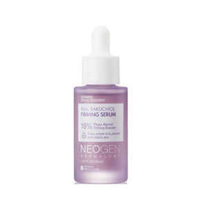 NEOGEN Dermalogy Real Bakuchiol Firming Serum is a powerful anti-aging serum formulated with Bakuchiol, a plant-based alternative to retinol, that helps to firm and smooth the skin. Enriched with Blackberry Fruit Extract, Niacinamide, and Hyaluronic Acid, this serum provides deep hydration while improving skin elasticity and reducing the appearance of fine lines and wrinkles. The addition of botanical oils like Tea Tree and Lavender, along with antioxidant-rich ingredients, helps to soothe and protect the s